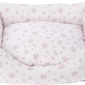 Pet Cushion, Flower Print, Pet Bed, S, Pink, Pink, One Size