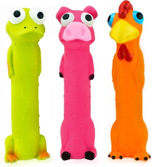 3 Pack 9" Squeaky Latex Dog Toys Standing Stick Animal Puppy Fetch Interactive Play for Small Medium Dogs - Image 2