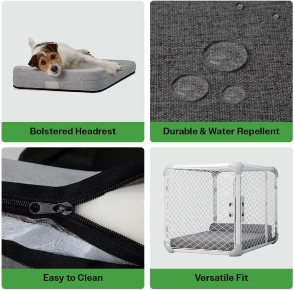 Dog Bed I Water Resistant Pet Bed I Removable Outer Cover I Grey Comfortable Dog Bed with Headrest I Grey (Intermediate) - Image 2