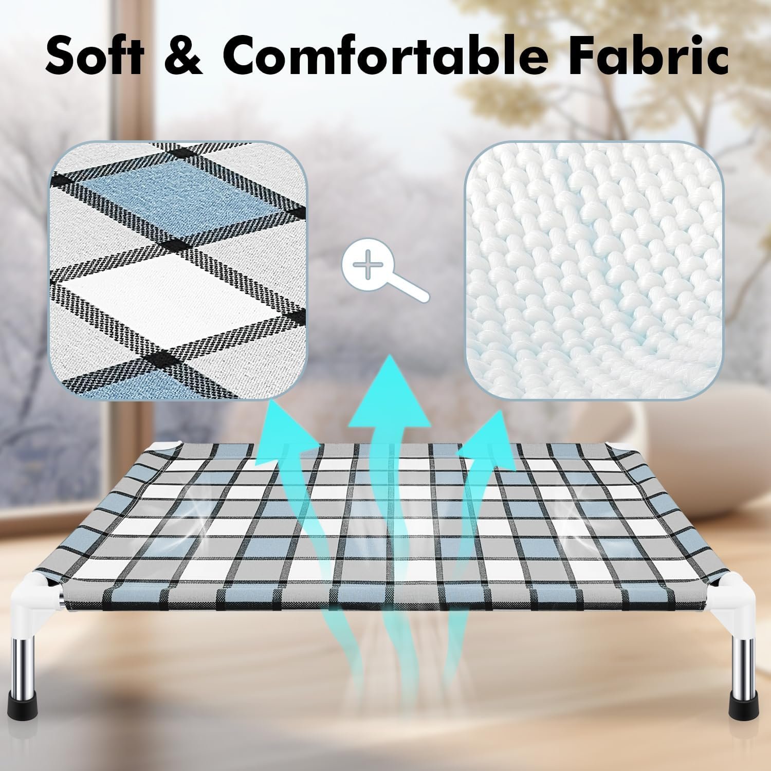 Outdoor Raised Dog Bed Outdoor Dogs Bed Lifted Pet Bed Dog Cot for Medium Pet Taste Life, Start with A Pet Bed 34'' x 26'' x 5'' - Image 2