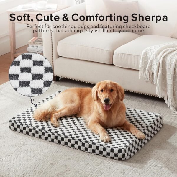 Dog Bed for Large Dogs, XLarge Orthopedic Dog Bed with Removable Washable Cover, Cute Modern Plush & Memory Egg Crate Foam Dog Bed, 42 x 28 inch, Grey - Image 2