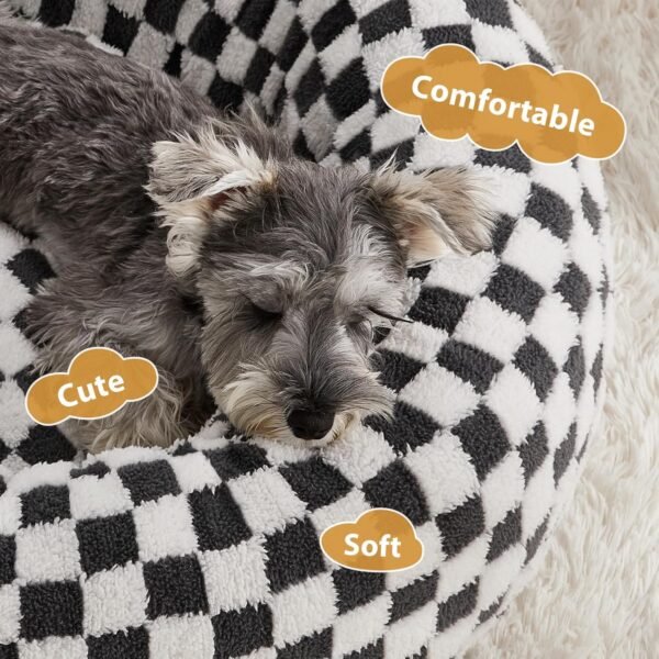 Donut Dog Beds for Small Dog, Round Cat Beds for Indoor Cats, Calming Pet Bed for Puppy and Kitty with Non-Slip Bottom, Cute Fancy Dog Bed with Extra Soft & Machine Washable Plush Fabric - Image 2